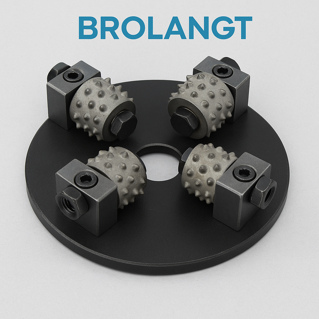 Brolangt bush hammer plate used for removing non-metallic coatings from concrete and stone surfaces, professional construction tool branding image