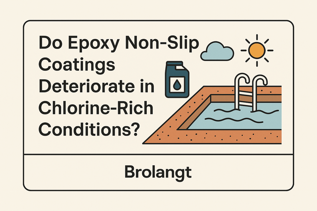 Brolangt blog cover showing epoxy non slip coatings question with swimming pool and chlorine theme