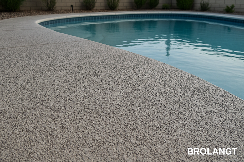 textured concrete pool deck with non slip surface Brolangt